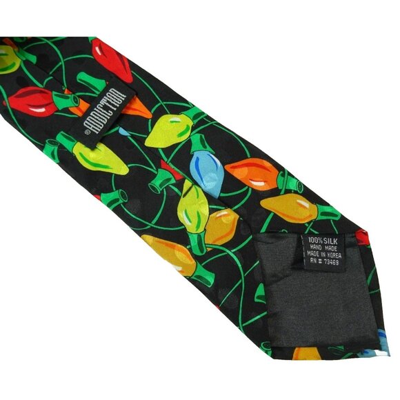 Christmas Silk Tie Festive Holiday Novelty Necktie 90s Cheerful Whimsical - Picture 4 of 4